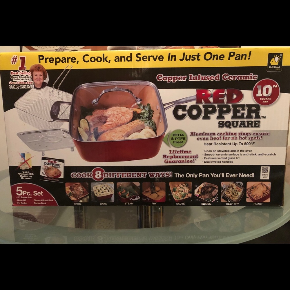 Copper Infused Ceramic Red 10” Square Pan